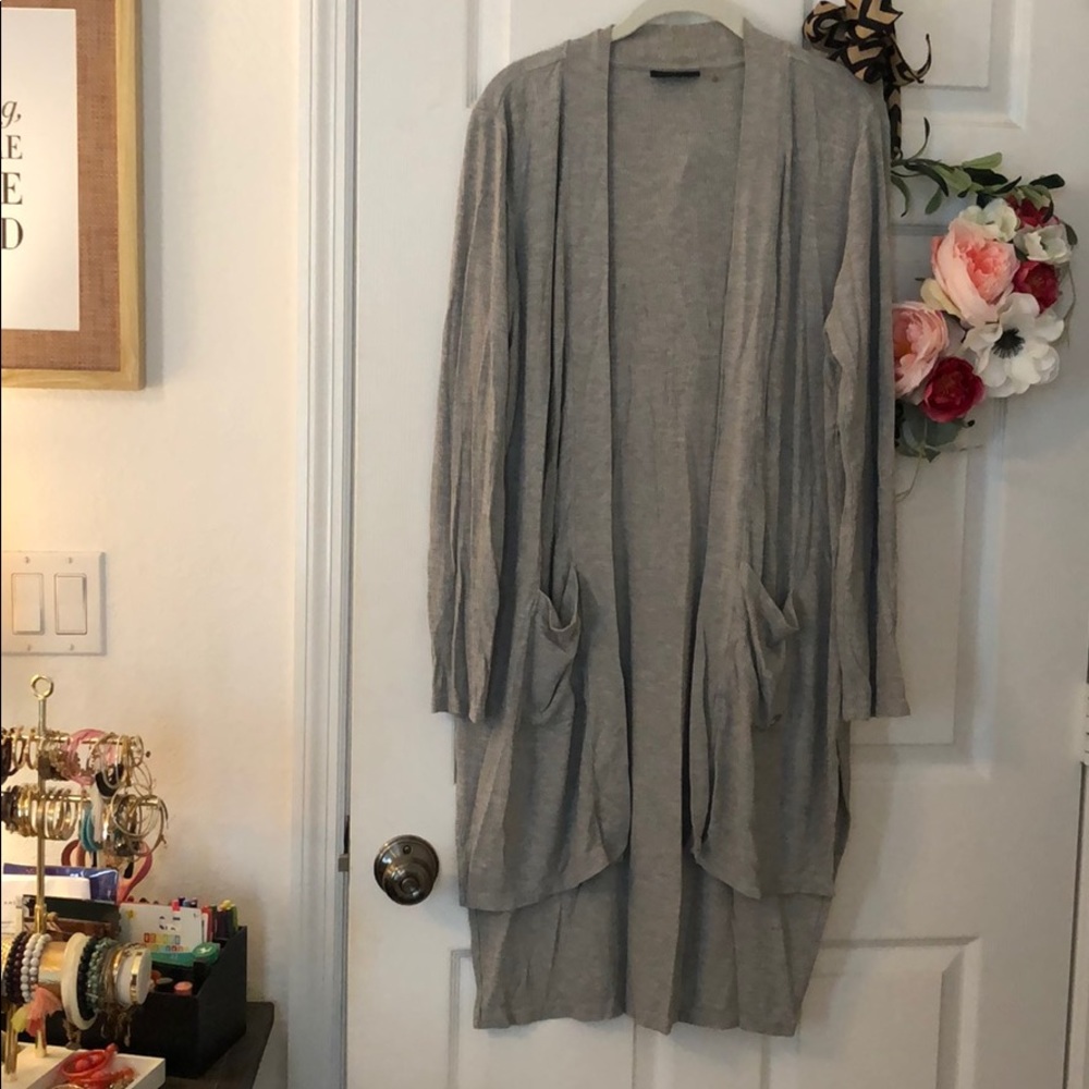 DKNY Ribbed Cotton Cardigan Sz L